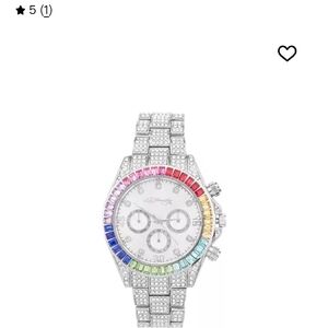 Silver Crystal Rainbow Bezel Women's Watch